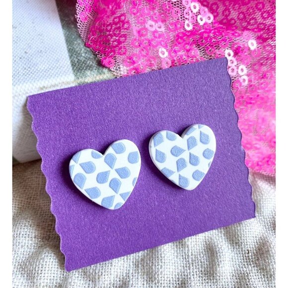 New Purple Retro 80s Style Geometric Heart Valentine Matte Acrylic Stud Earrings - Picture 3 of 5